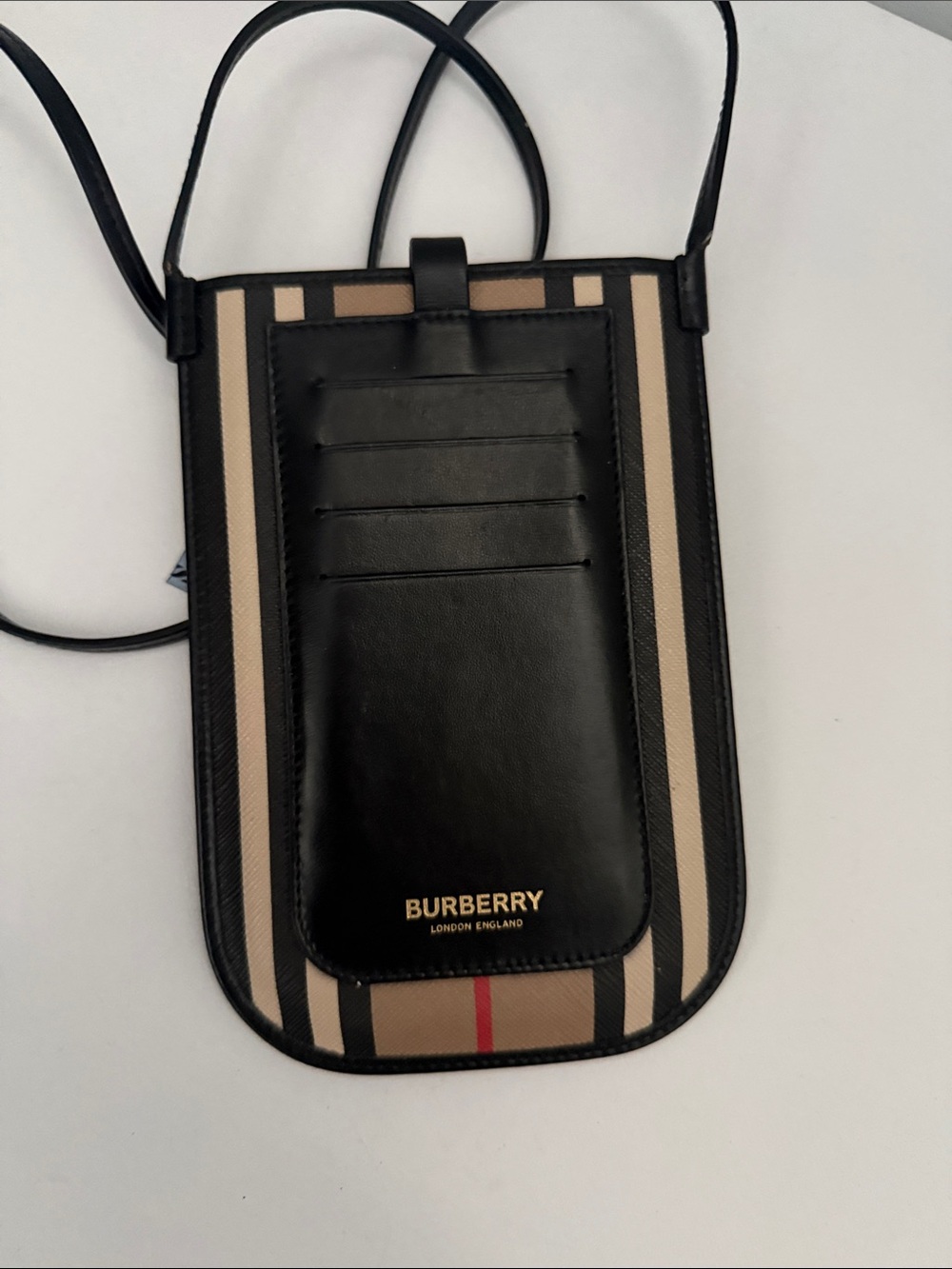 Burberry Crossbody Phone Pouch - Black and Tan - Picture 2 of 2
